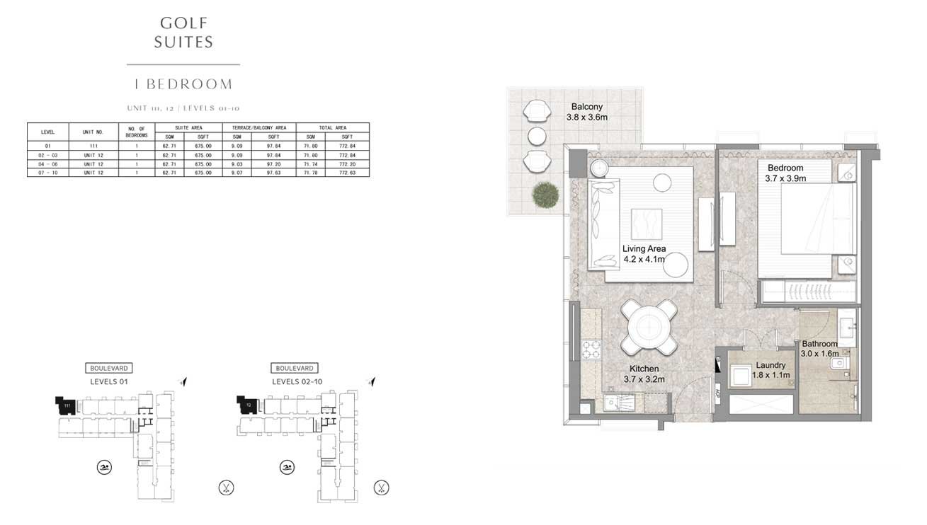 1 Bedroom floor plan