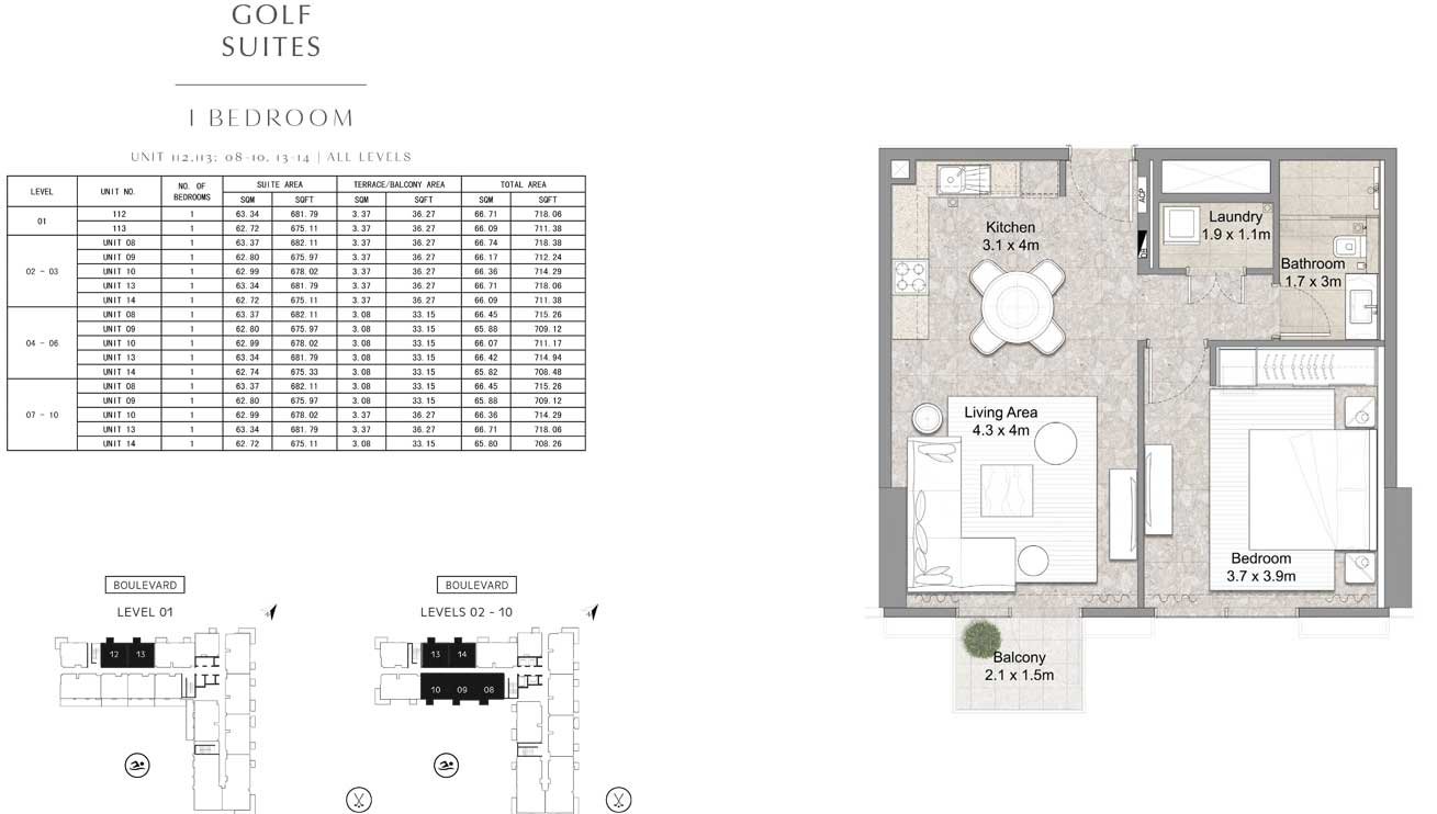 1 Bedroom floor plan