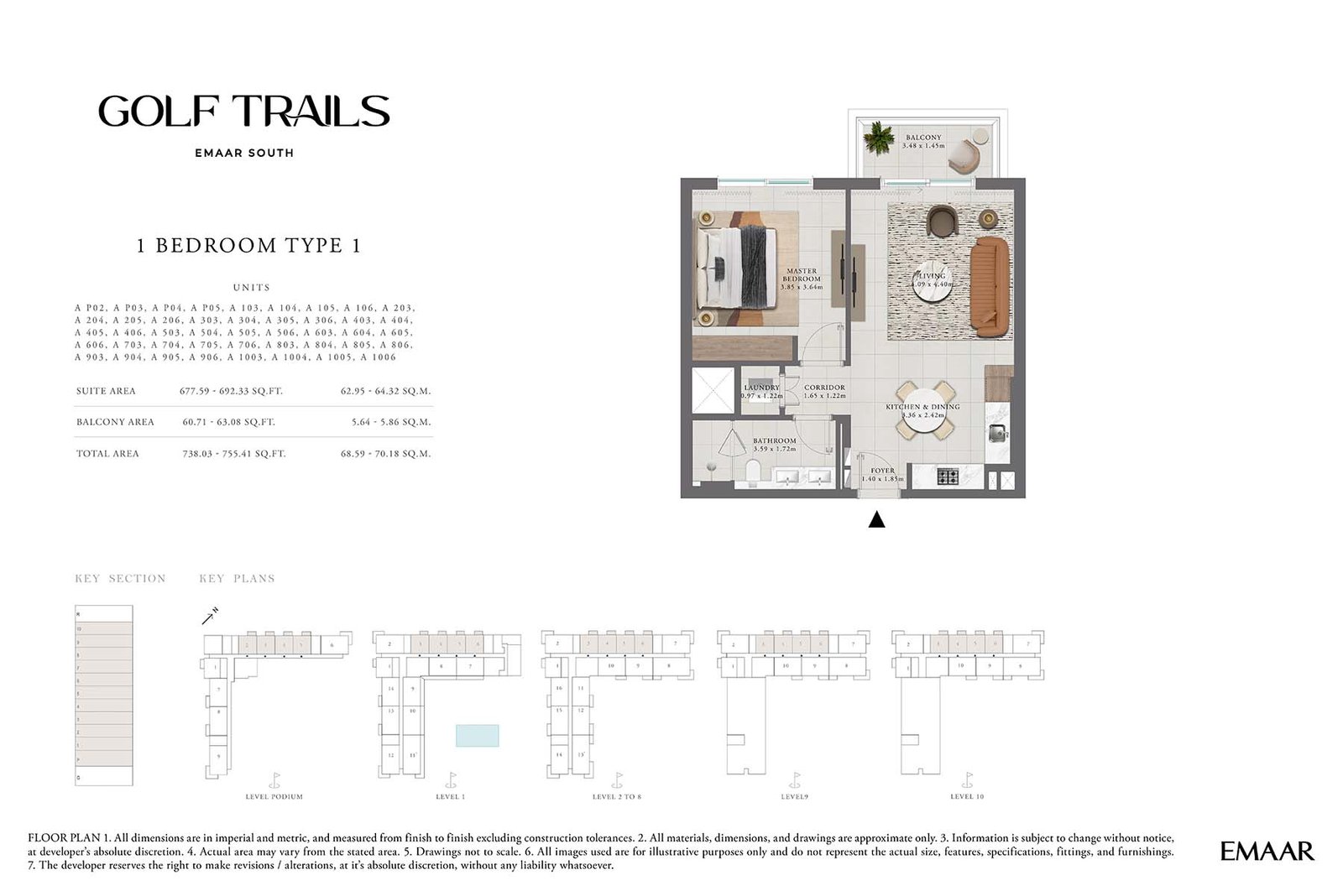 1 Bedroom floor plan