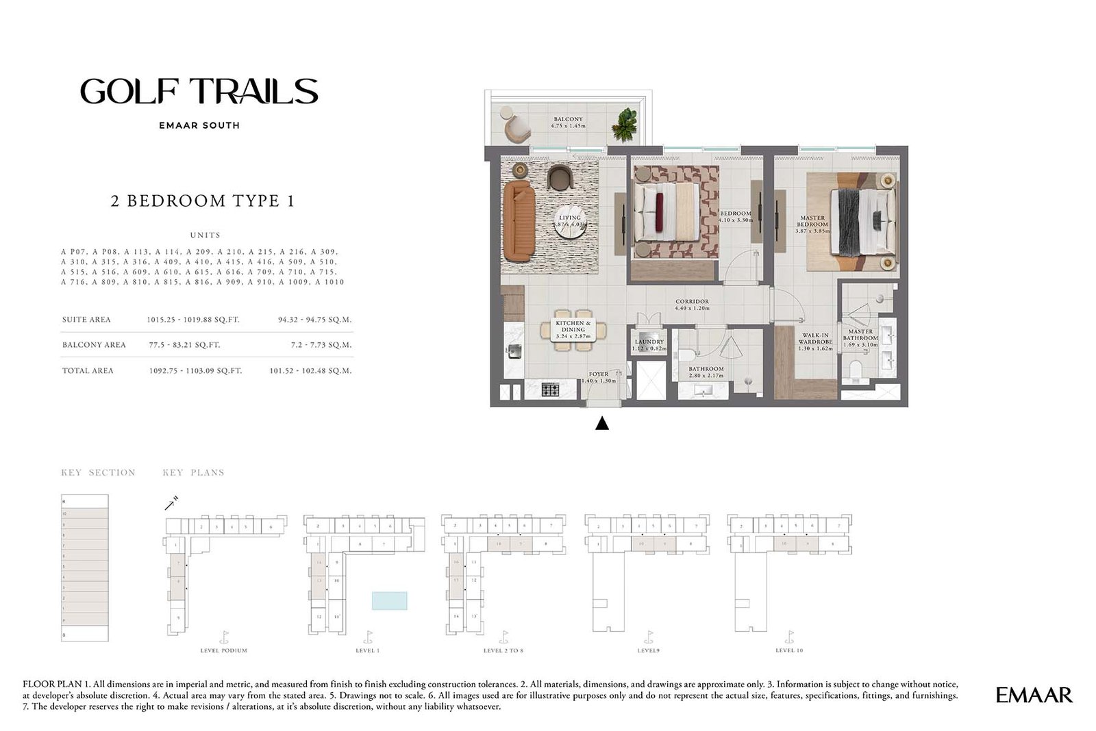 2 Bedrooms floor plan