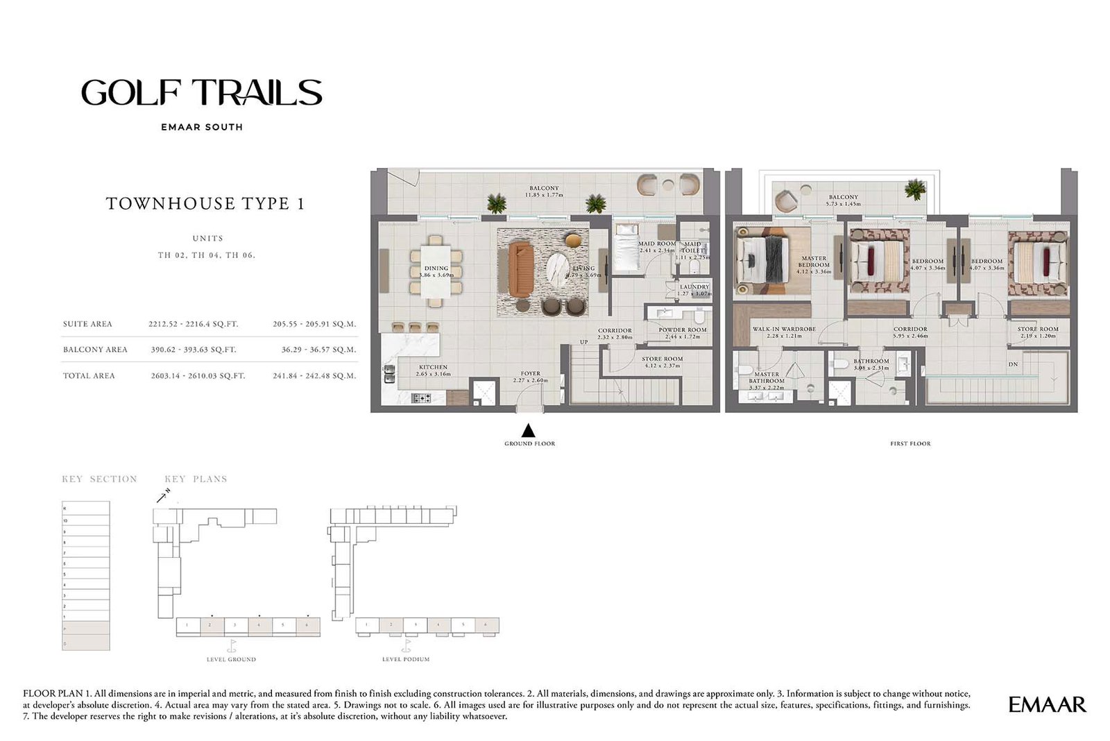 3 Bedrooms + Maid + Store Room floor plan