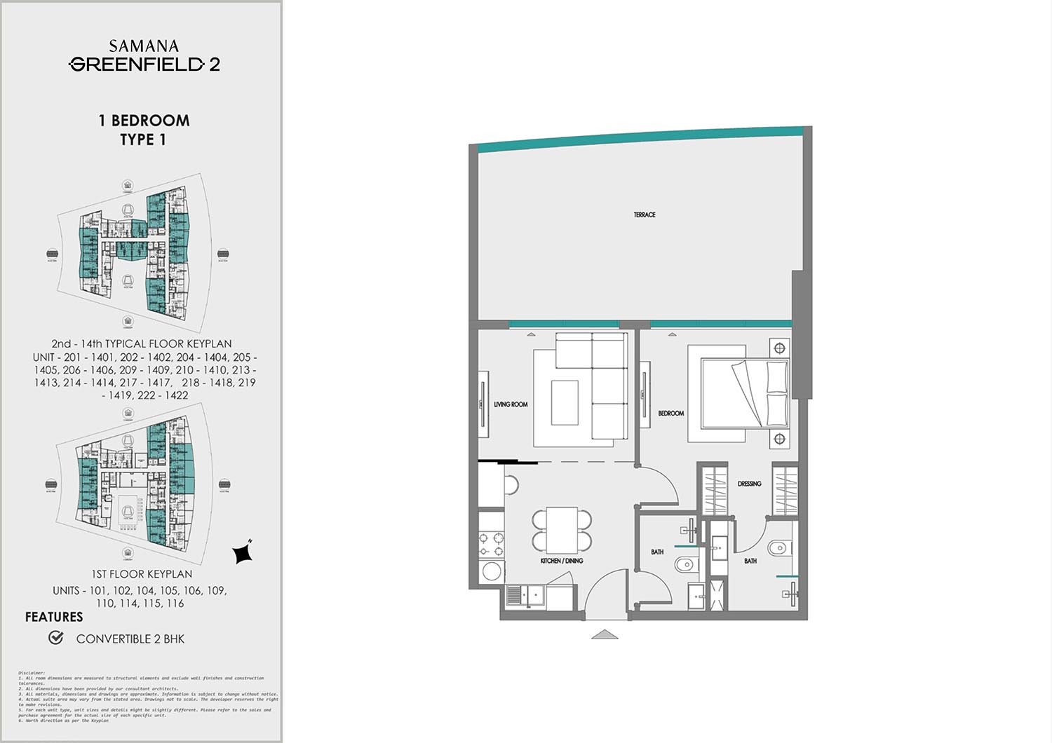 1 Bedroom floor plan