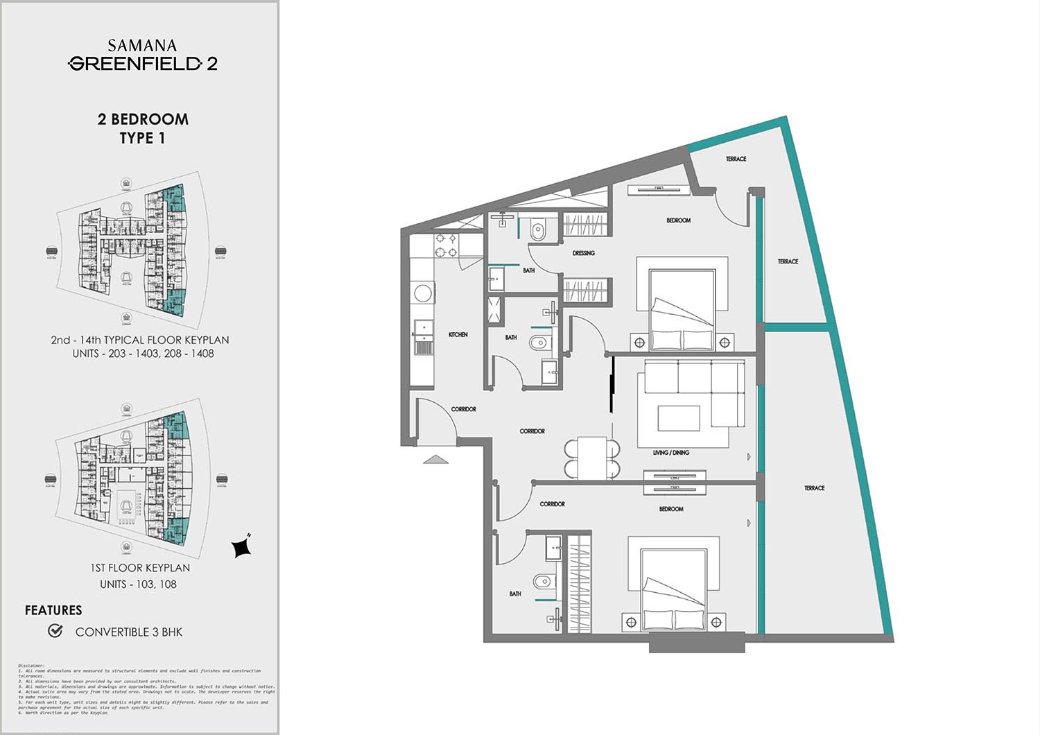 2 Bedrooms floor plan