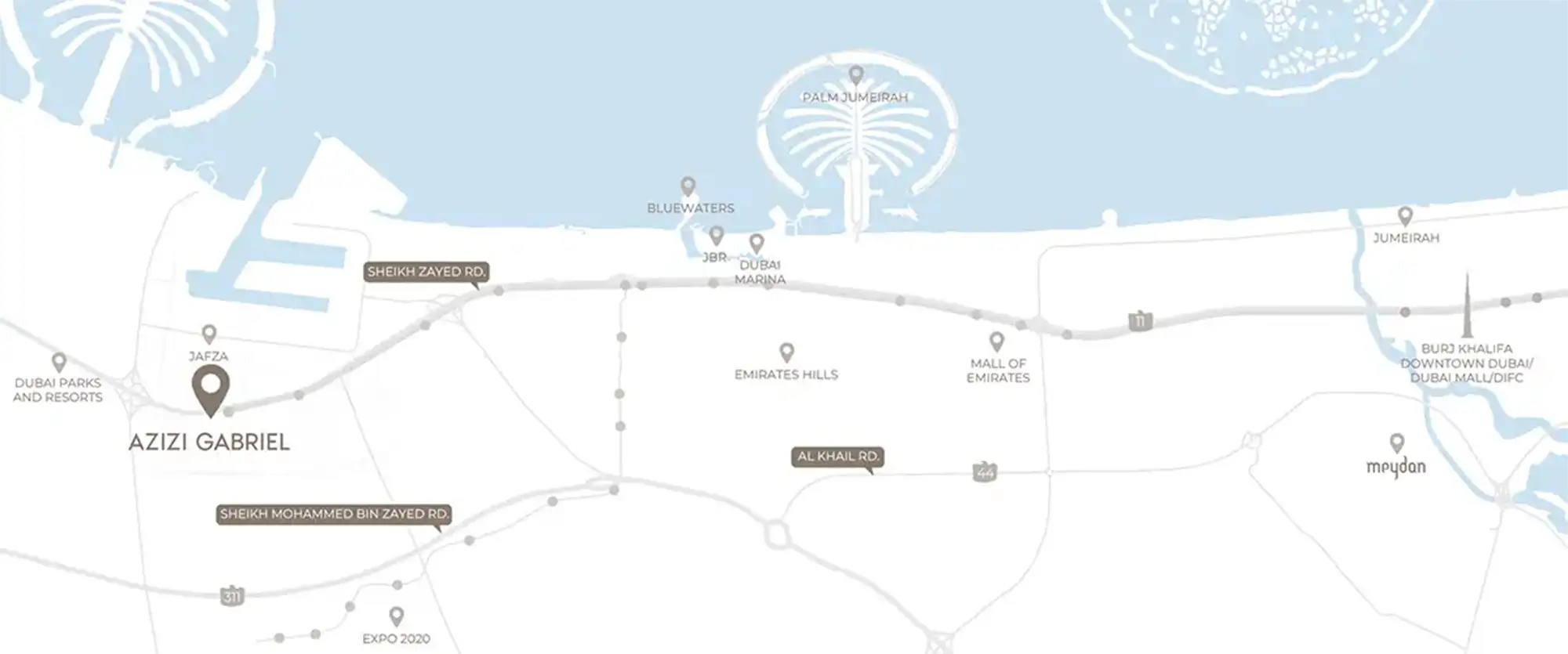 Azizi Gabriel Jebel Ali location map
