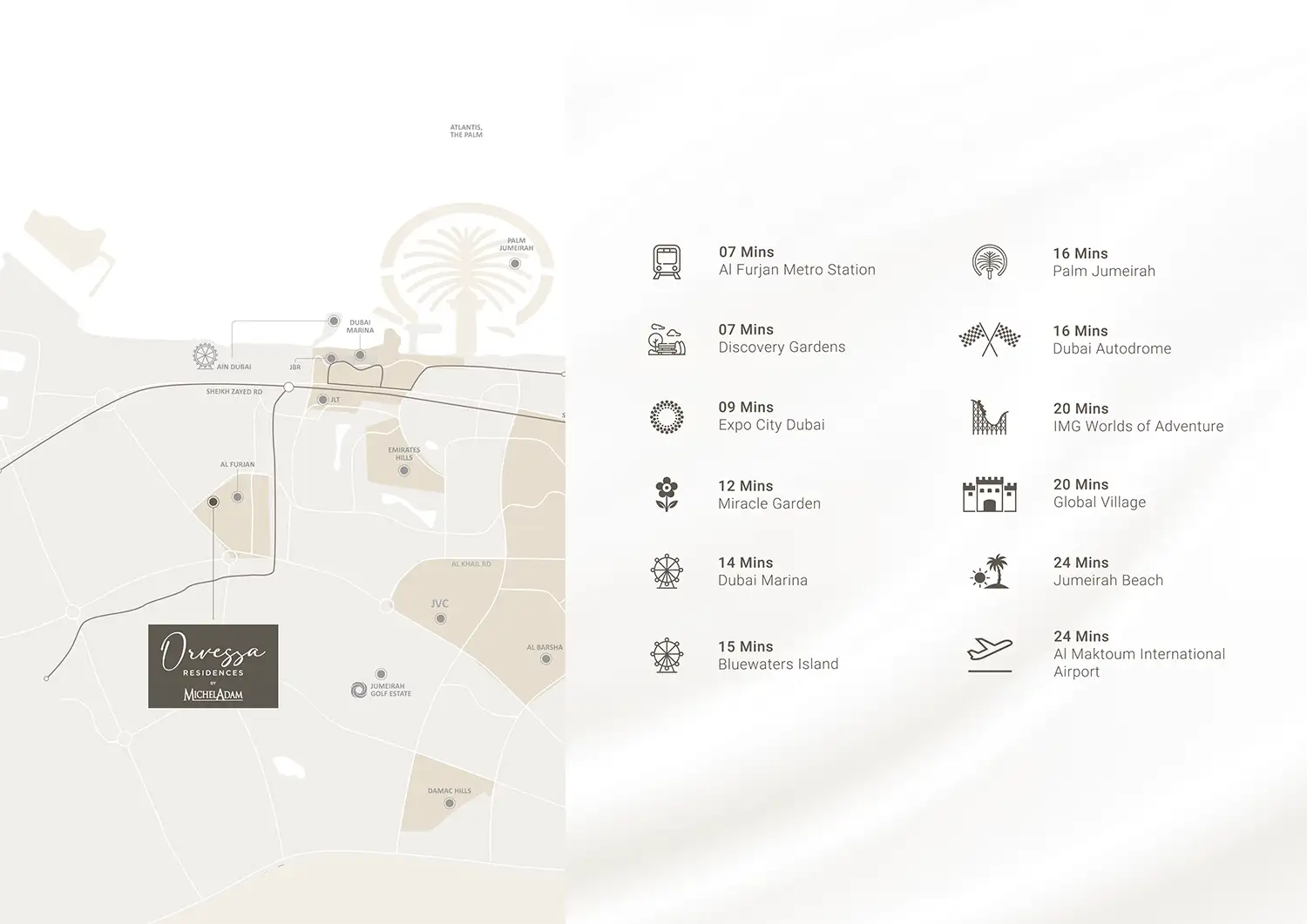 Orvessa Residences at Al Furjan location map