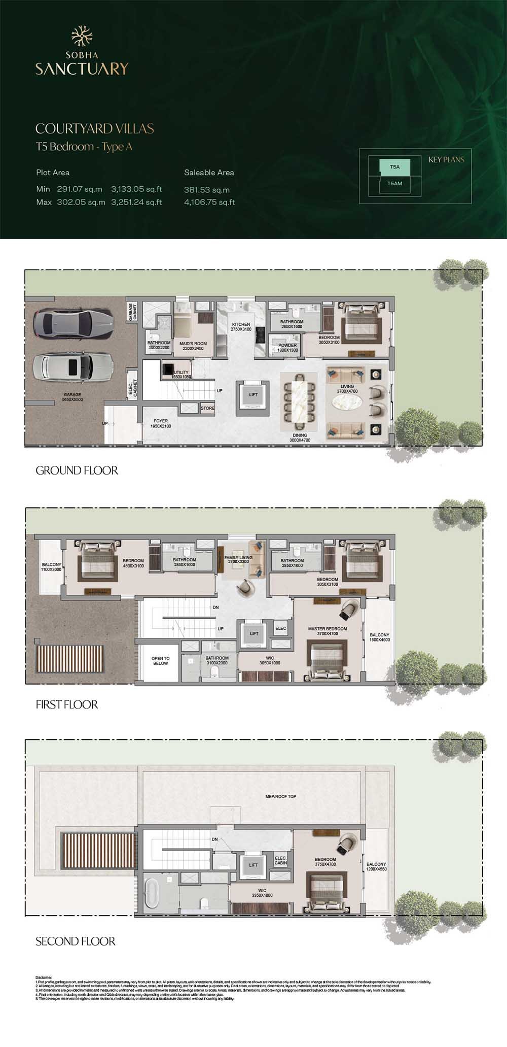 5 Bedrooms + Maid floor plan