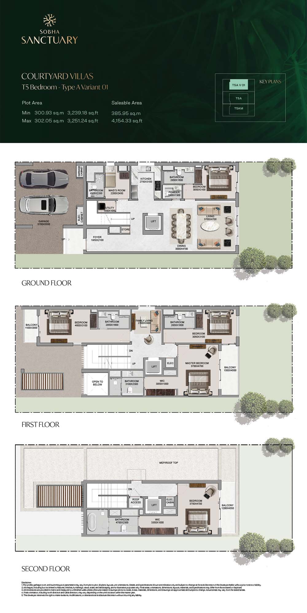 5 Bedrooms + Maid floor plan