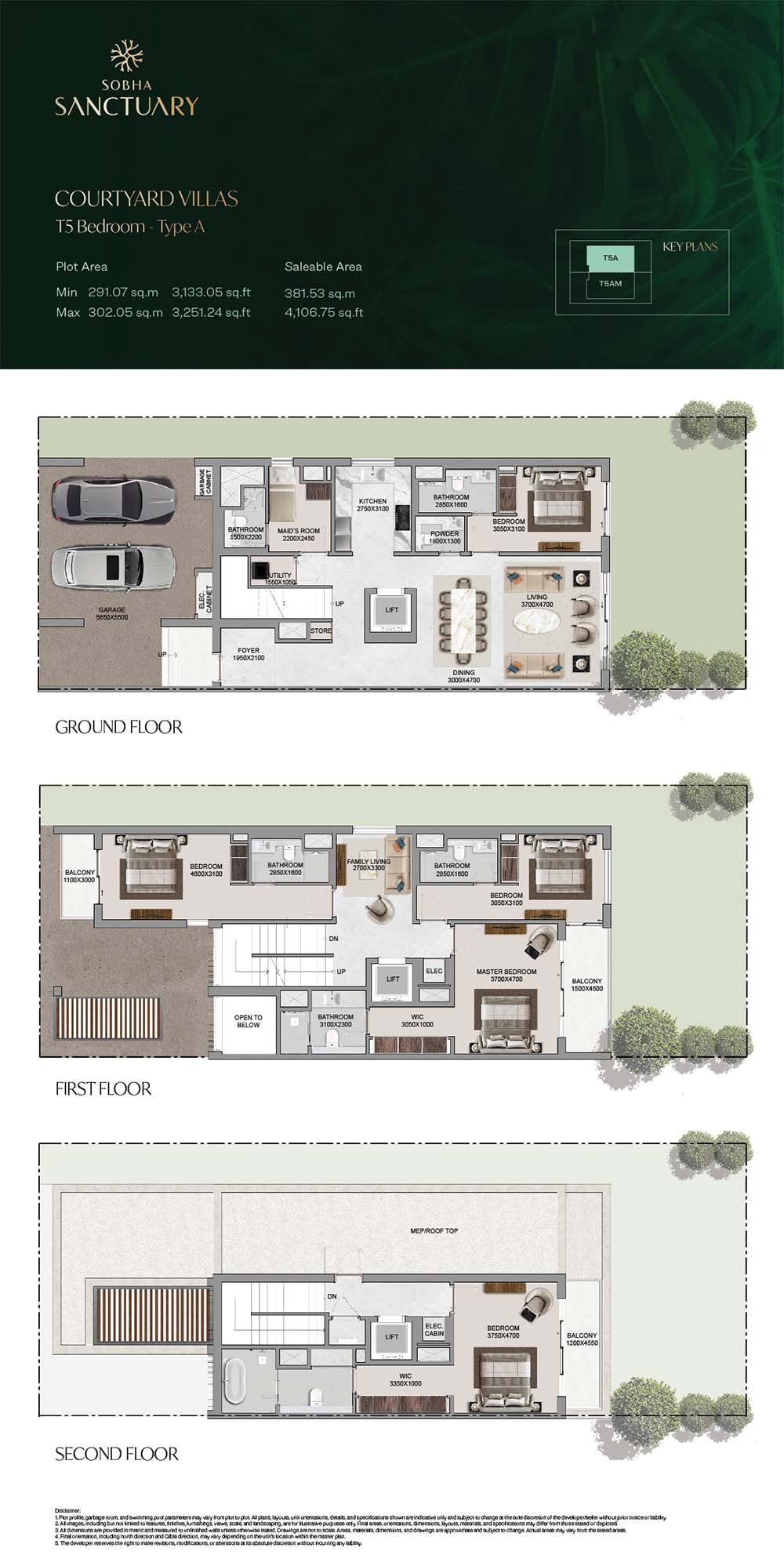 5 Bedrooms + Maid floor plan