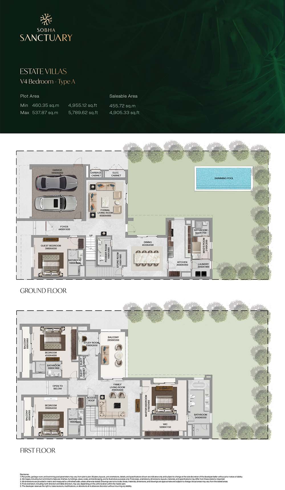 4 Bedroom + Pool + Study floor plan