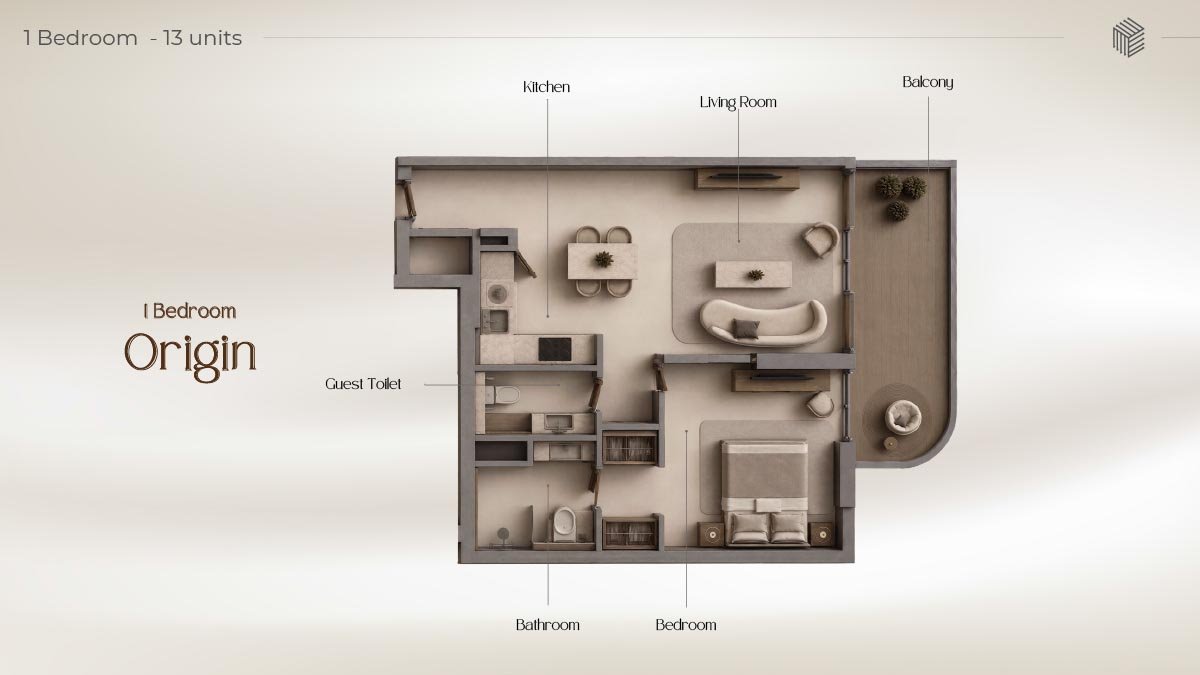 1 Bedroom floor plan
