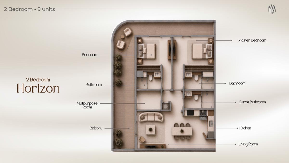 2 Bedrooms floor plan