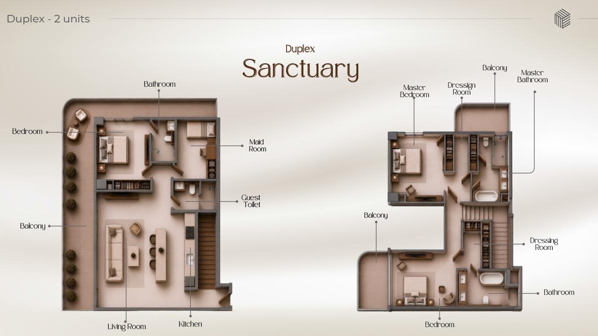 3 Bedrooms + Maid floor plan
