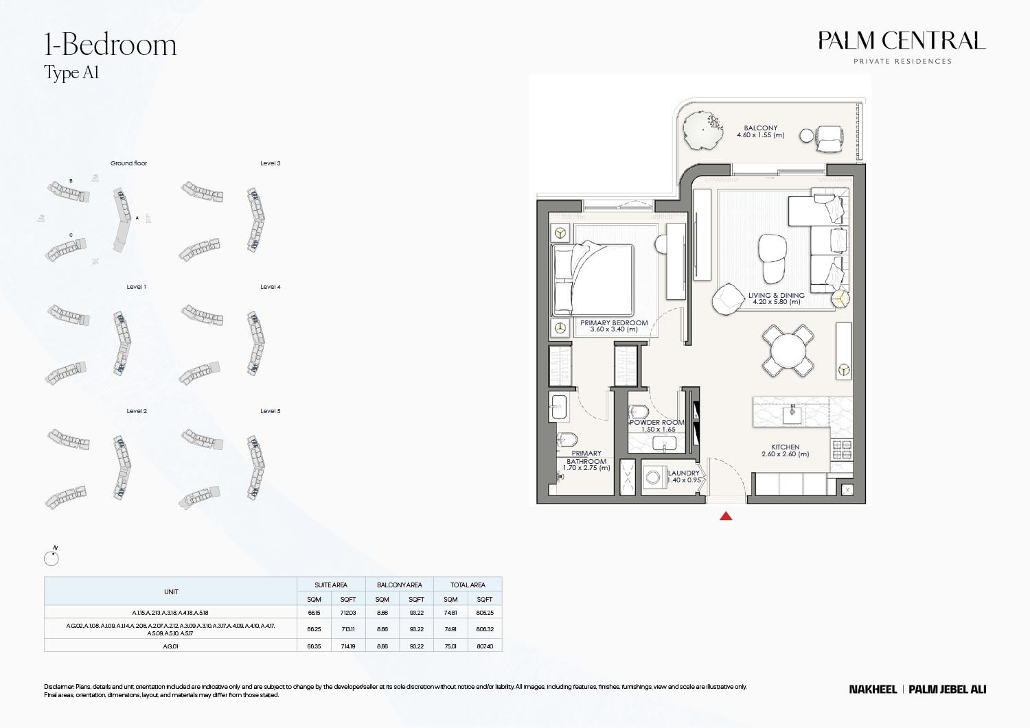 1 Bedroom + Balcony floor plan