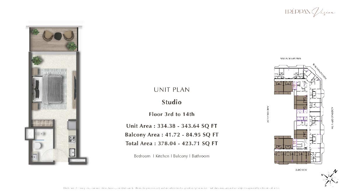 Studio + Balcony floor plan