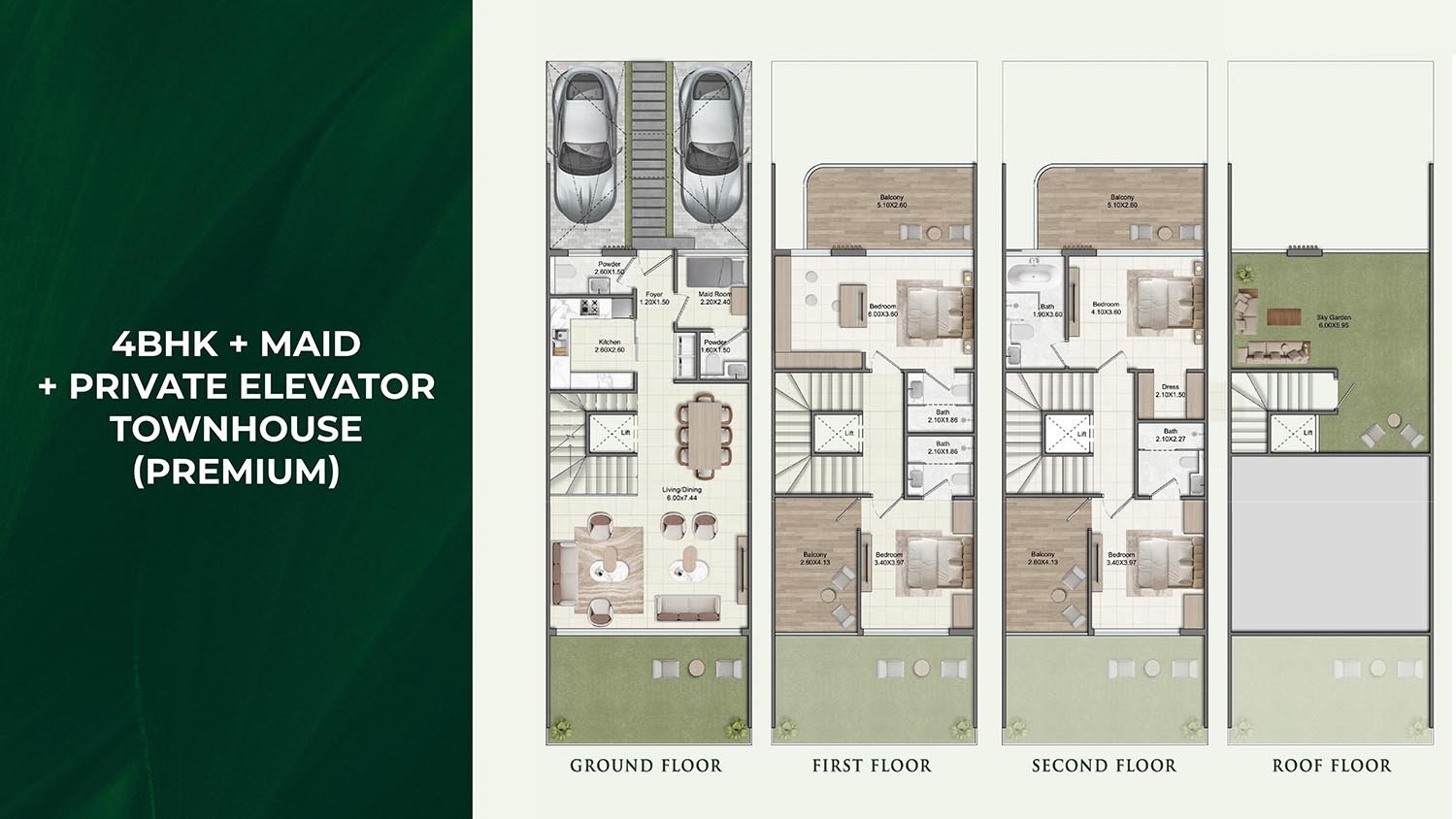 4 Bedrooms + Maid floor plan