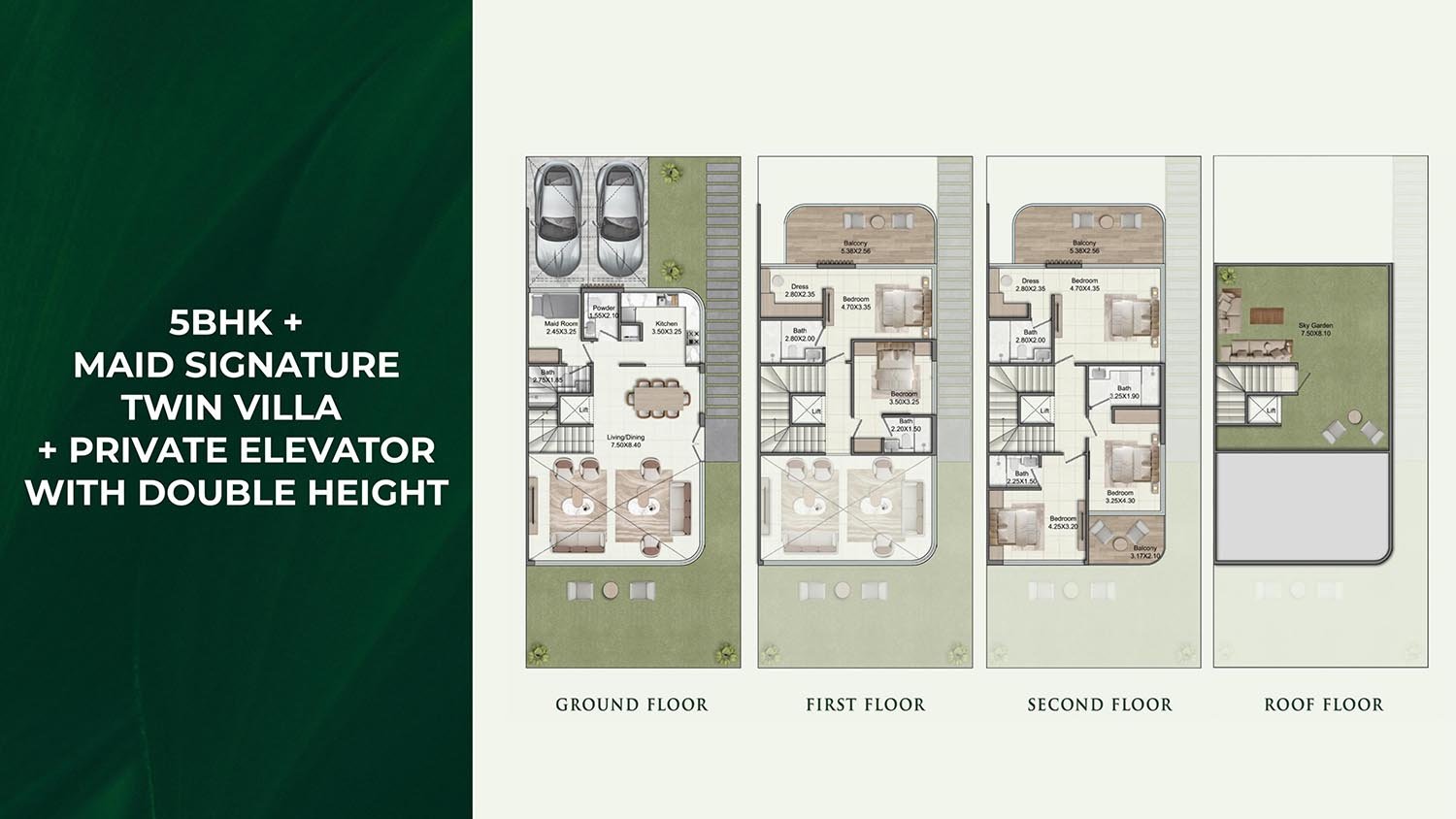5 Bedrooms + Maid floor plan