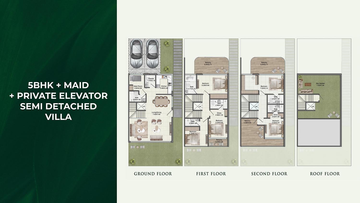 5 Bedrooms + Maid floor plan