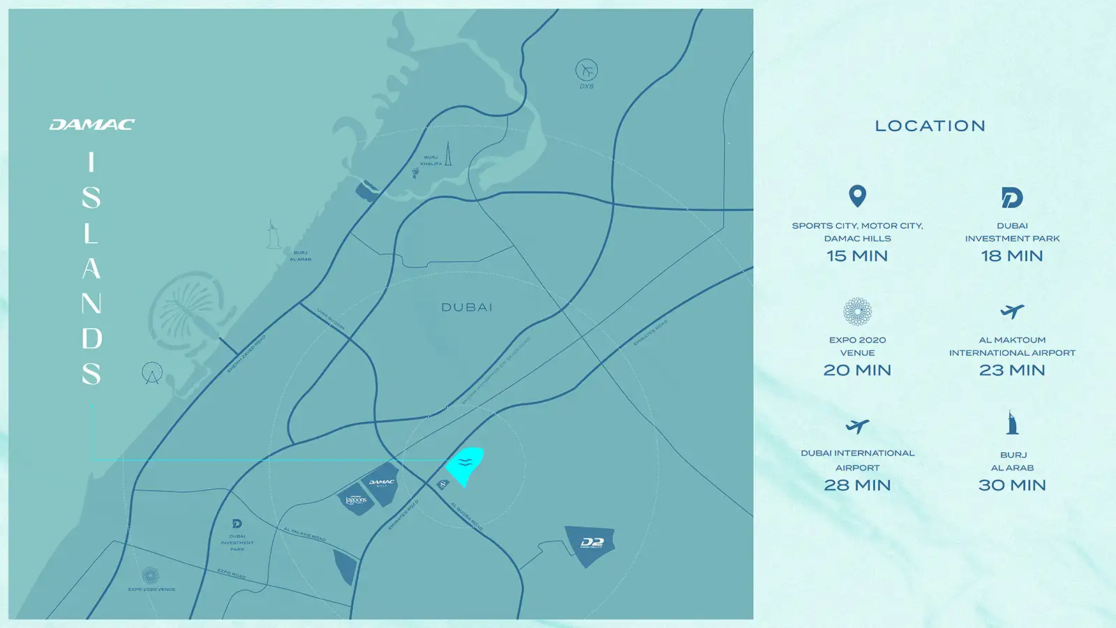 Damac Islands The Tropics 1 3 5 location map