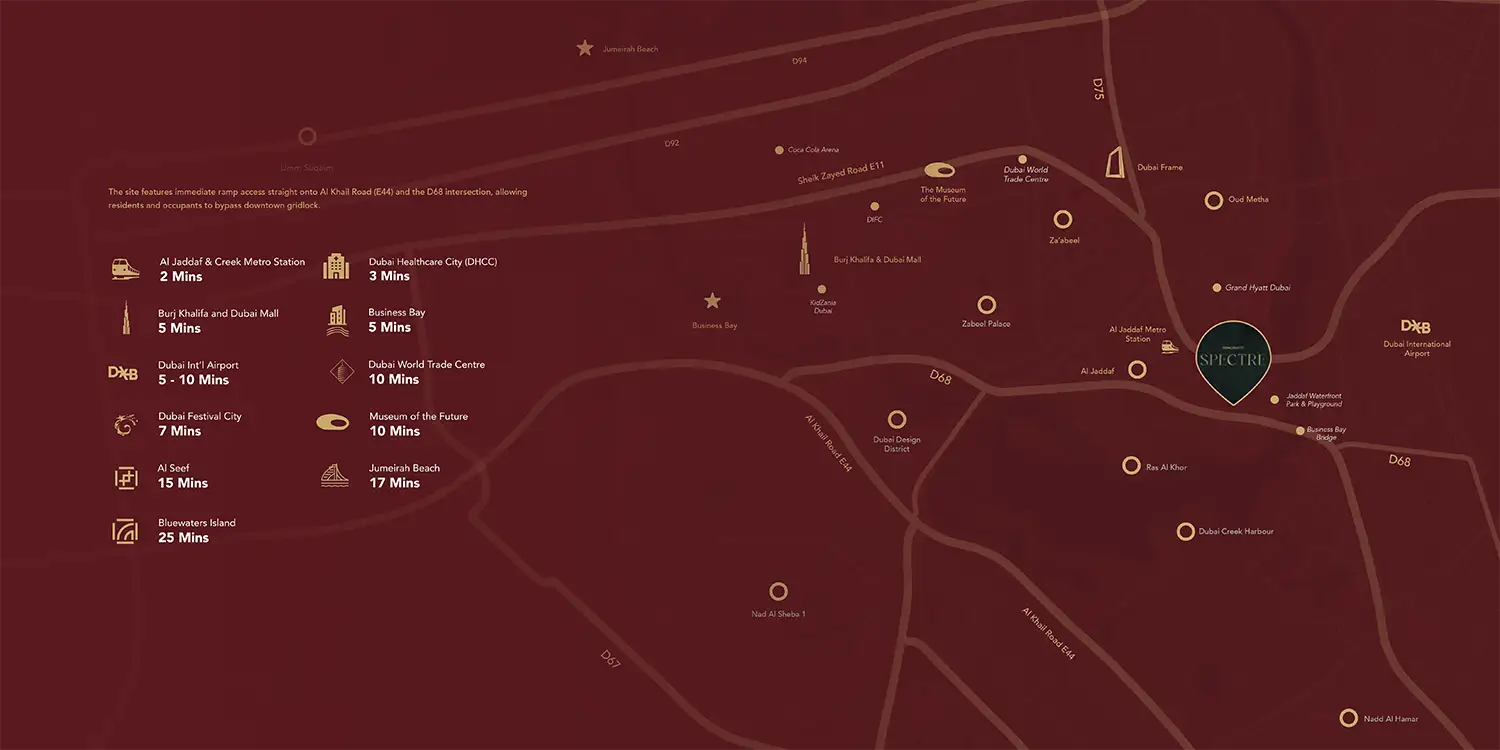 Binghatti Spectre at Al Jaddaf location map