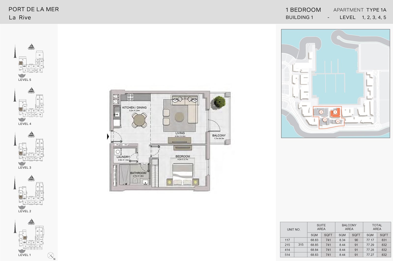 1 Bedroom floor plan