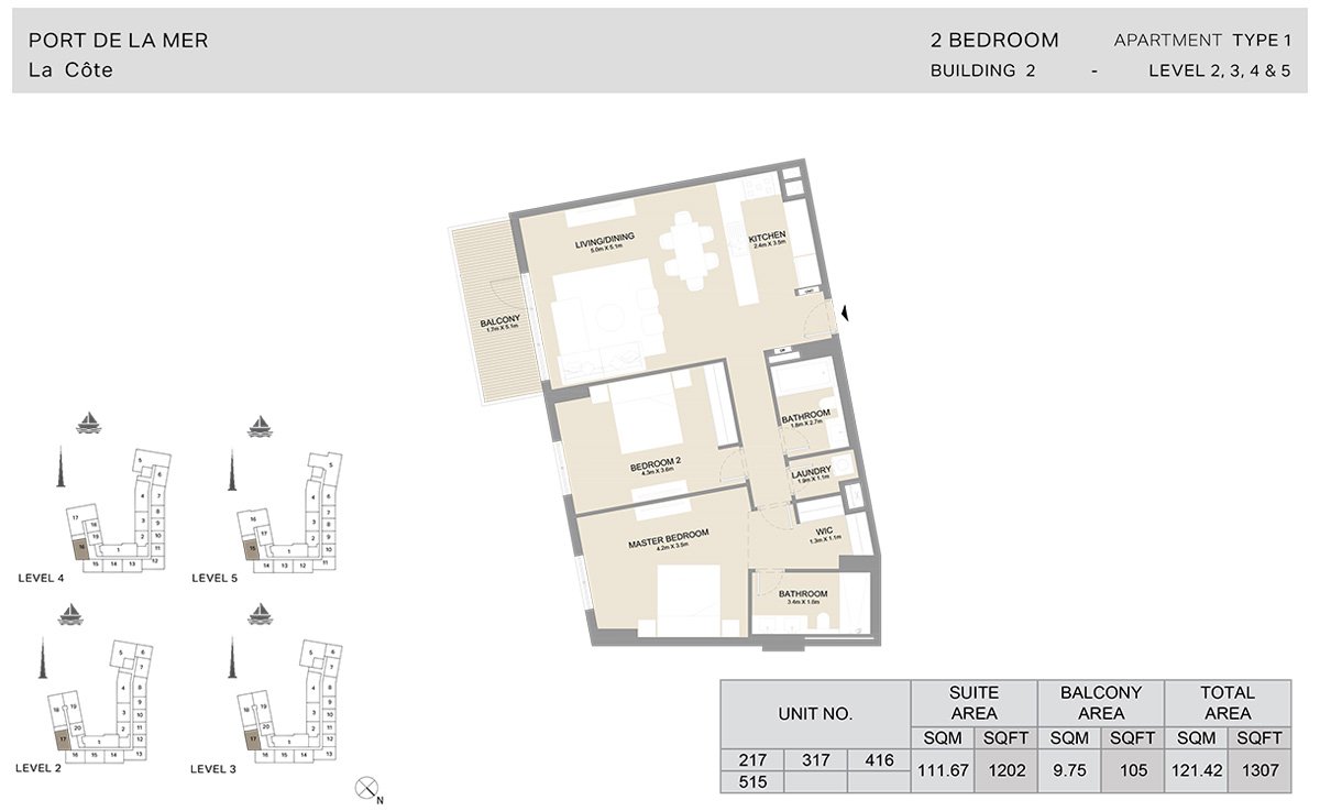2 Bedrooms floor plan