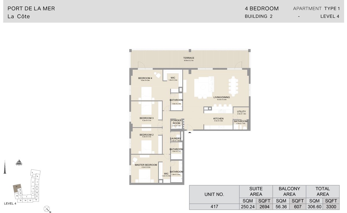 4 Bedroom floor plan