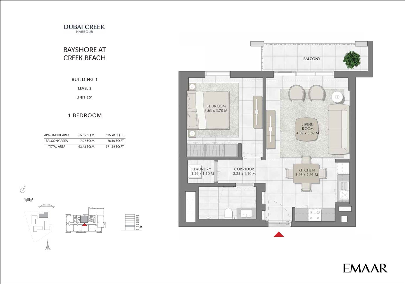 1 Bedroom floor plan