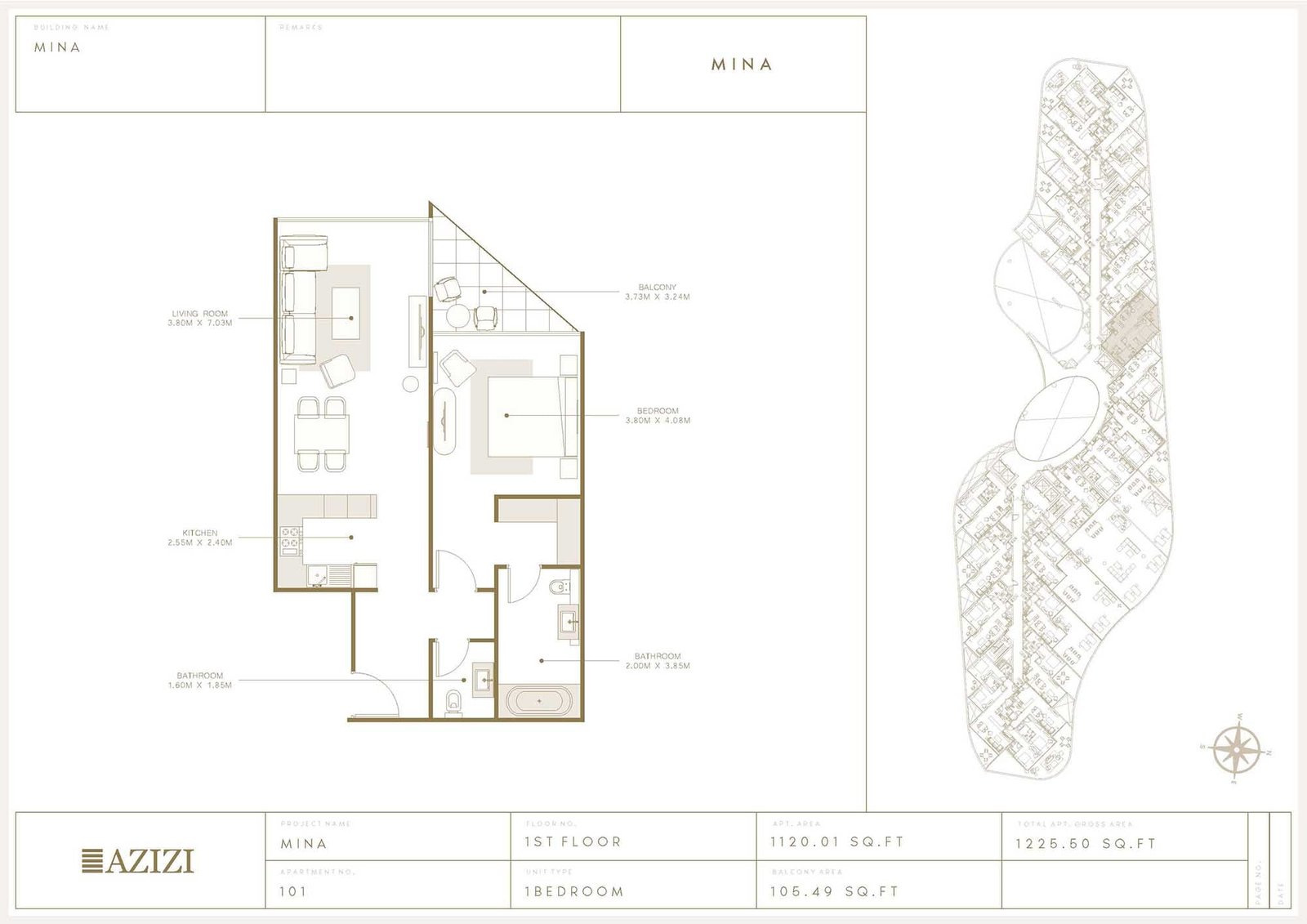 1 Bedroom floor plan