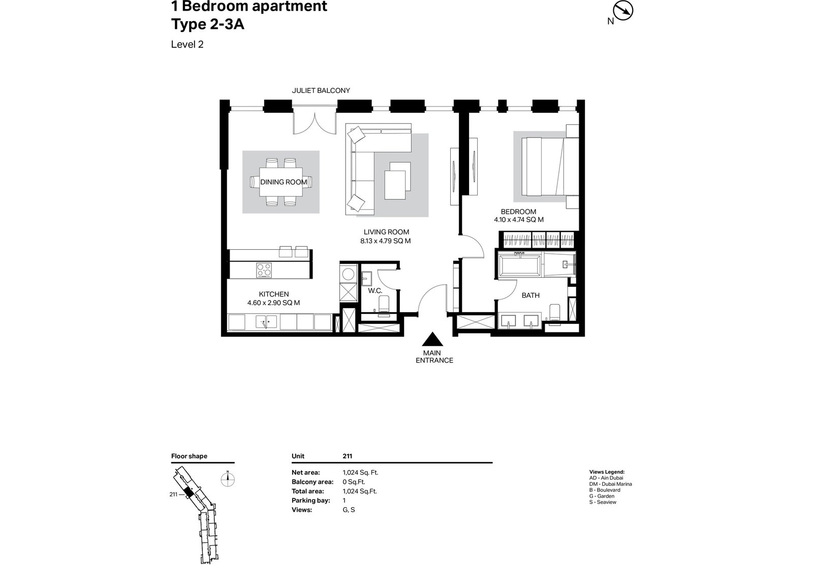 Building 2 - 1 Bedroom floor plan