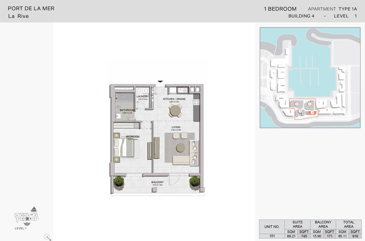 1 Bedroom floor plan