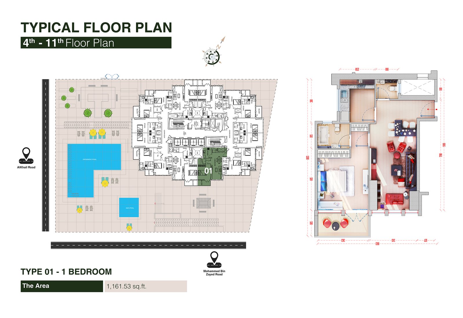 1 Bedroom floor plan