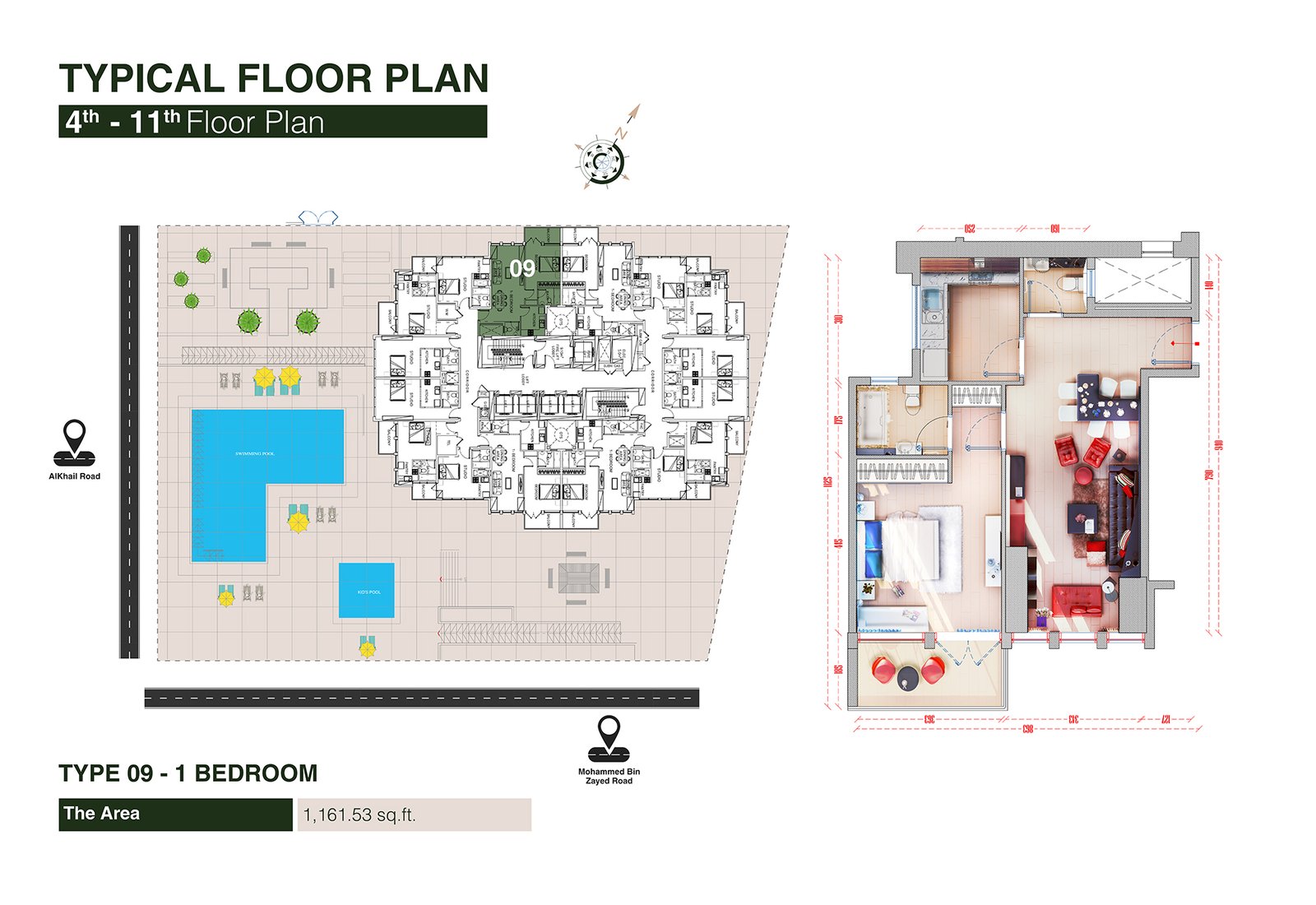1 Bedroom floor plan