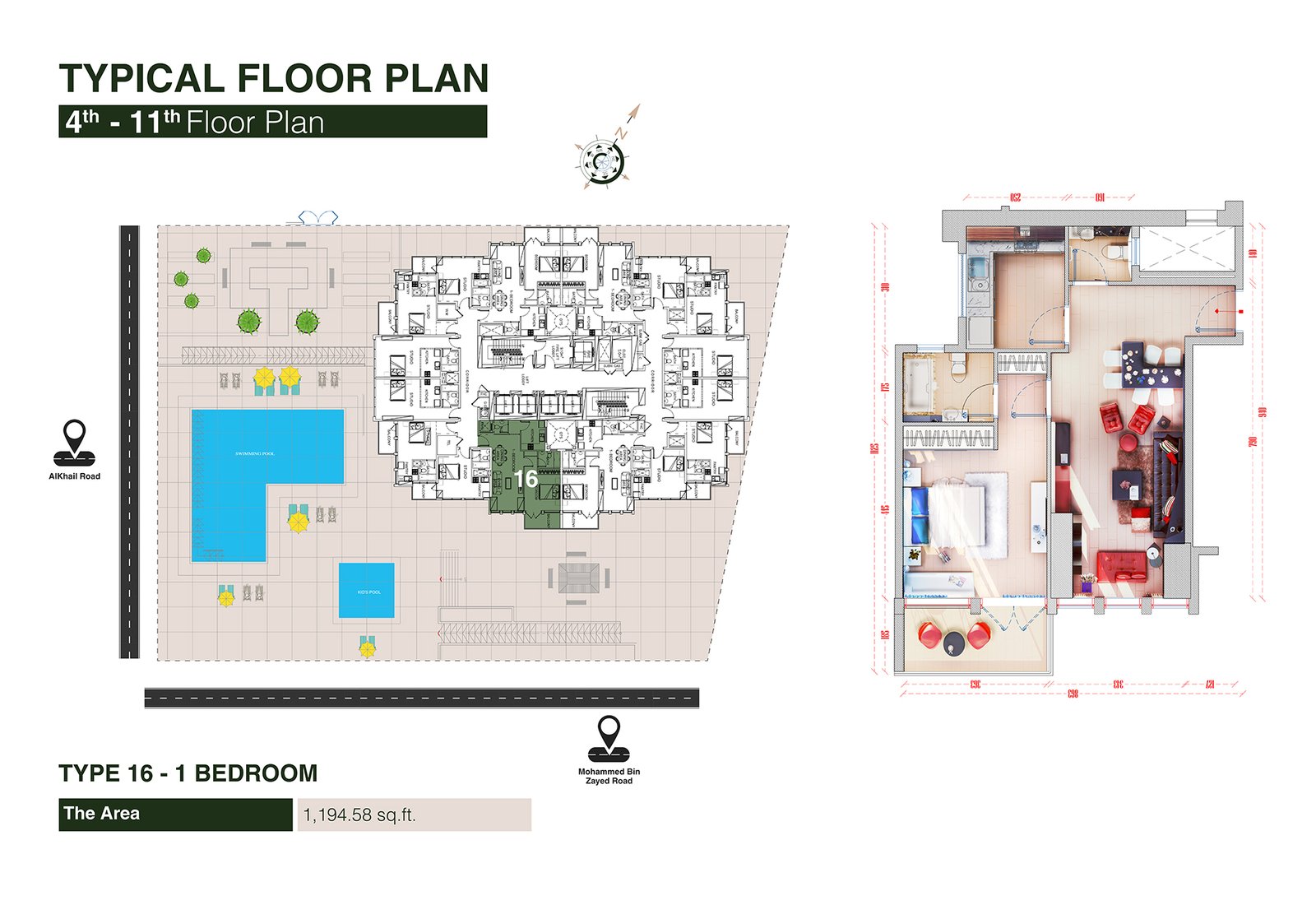 1 Bedroom floor plan