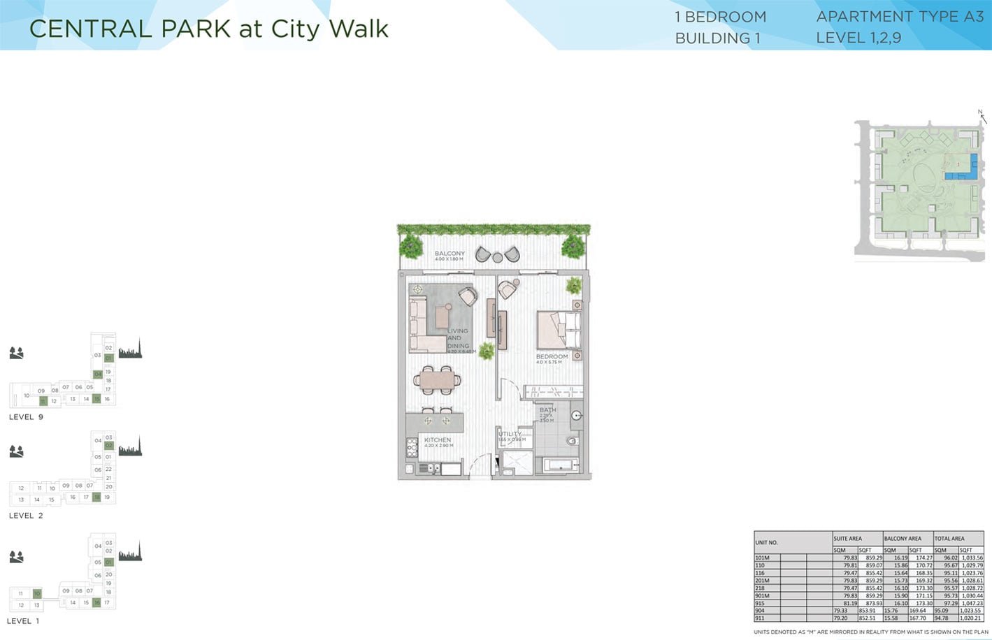 1 Bedroom floor plan