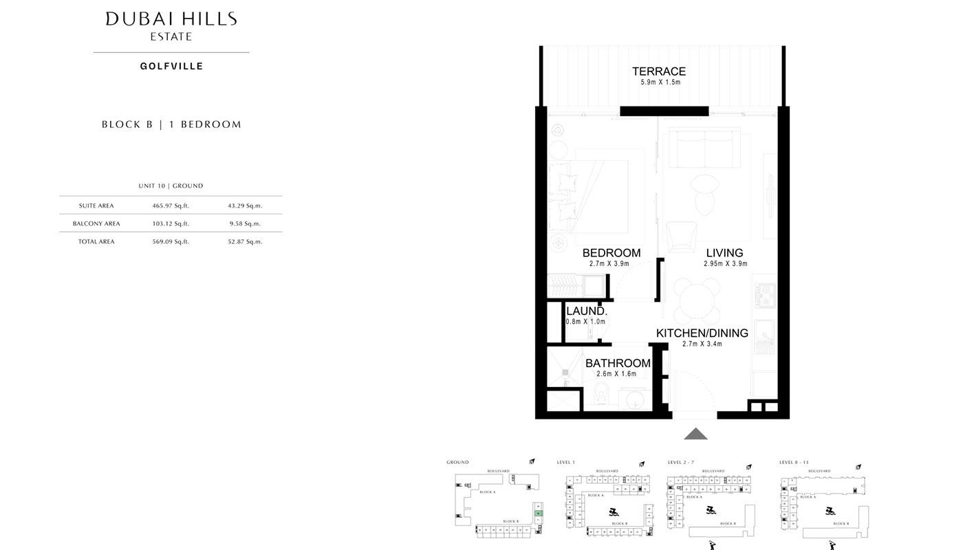 1 Bedroom floor plan