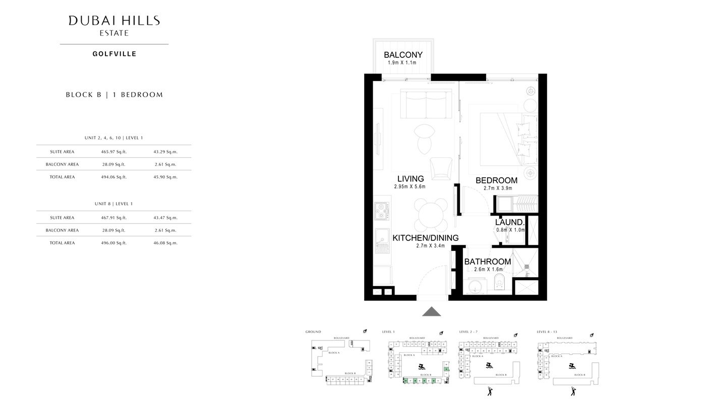 1 Bedroom floor plan