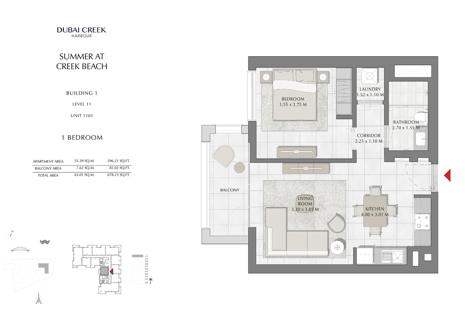 1 Bedroom floor plan