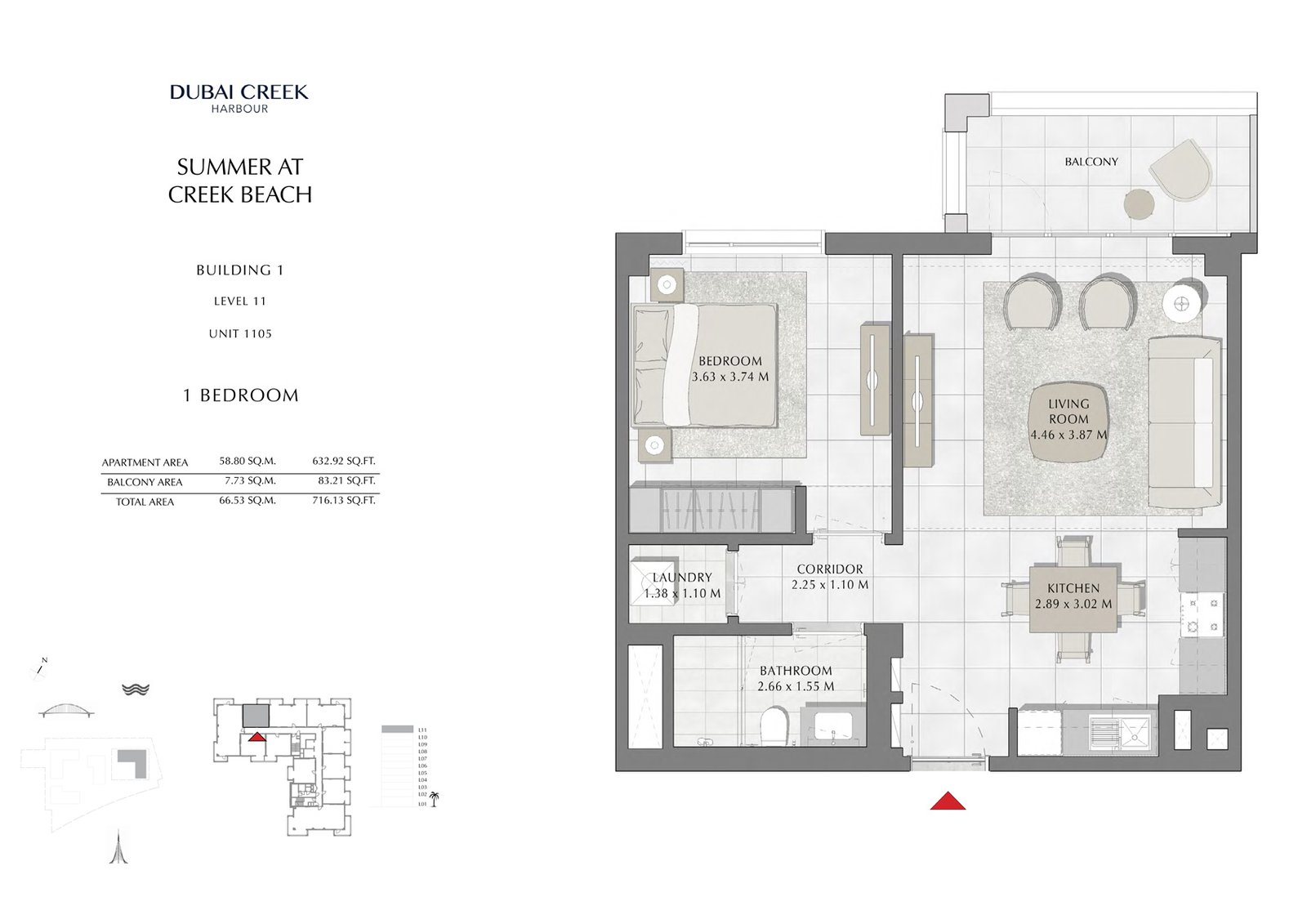 1 Bedroom floor plan