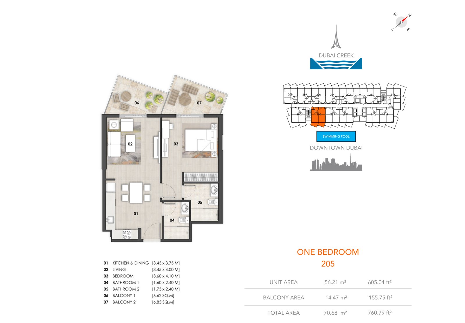 1 Bedroom floor plan