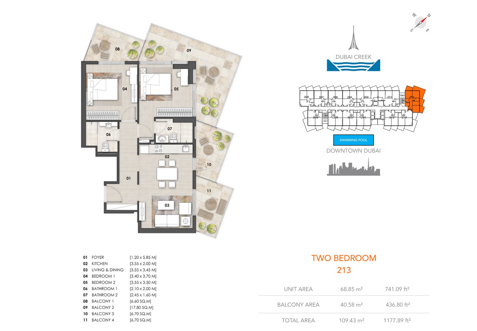2 Bedrooms floor plan