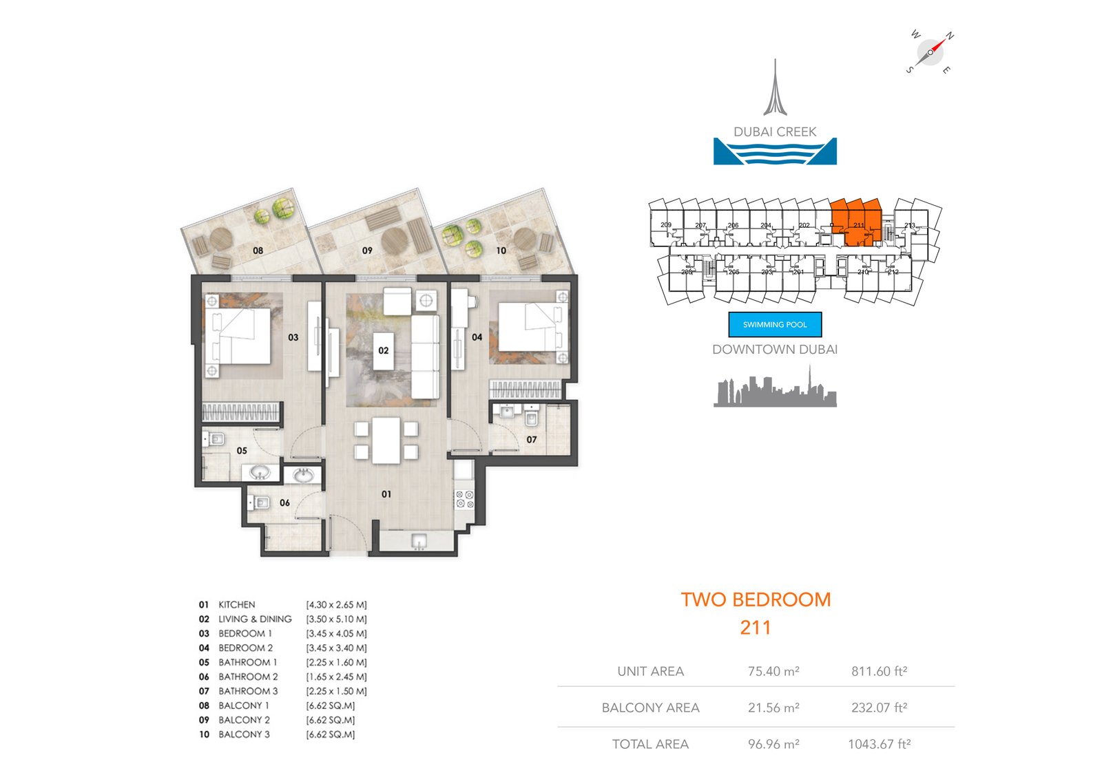 2 Bedrooms floor plan