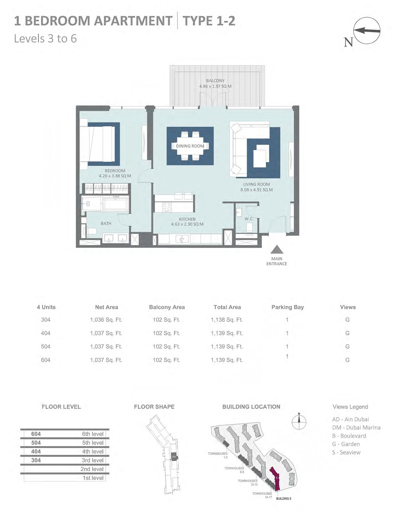 Building 5 1 Bedroom floor plan