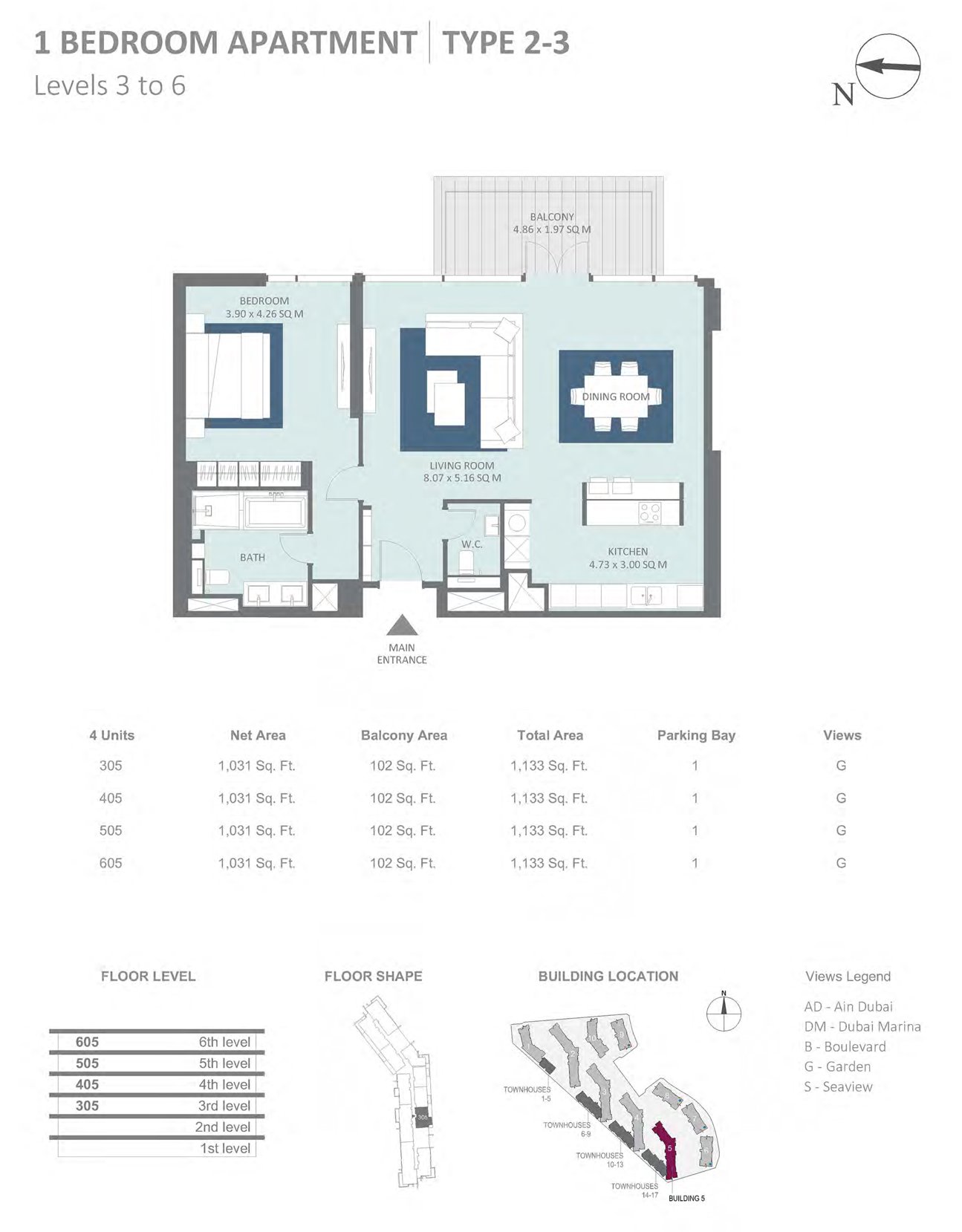 Building 5 1 Bedroom floor plan