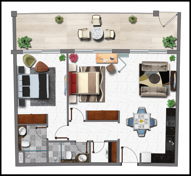 2 Bedrooms floor plan