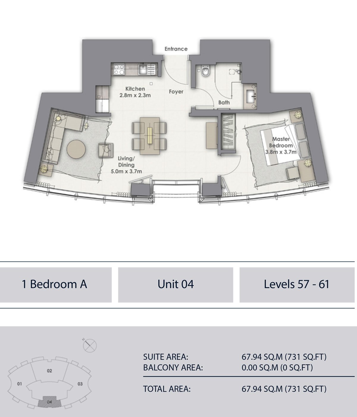 1 Bedroom floor plan