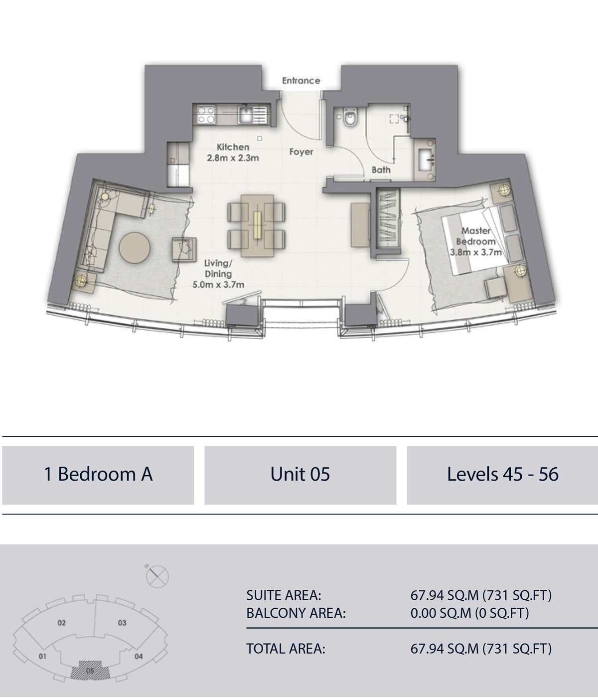 1 Bedroom floor plan