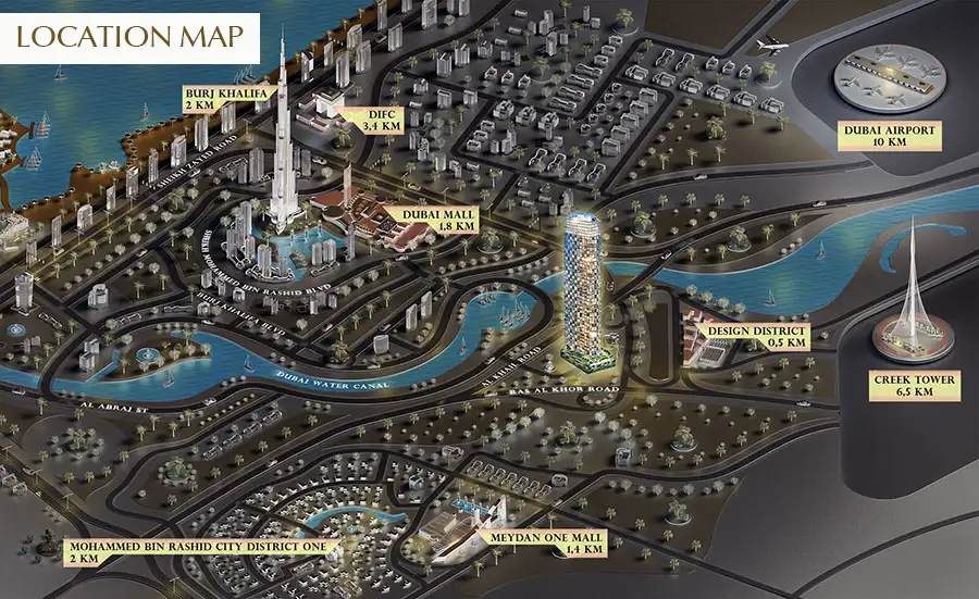 SLS Dubai Residences location map