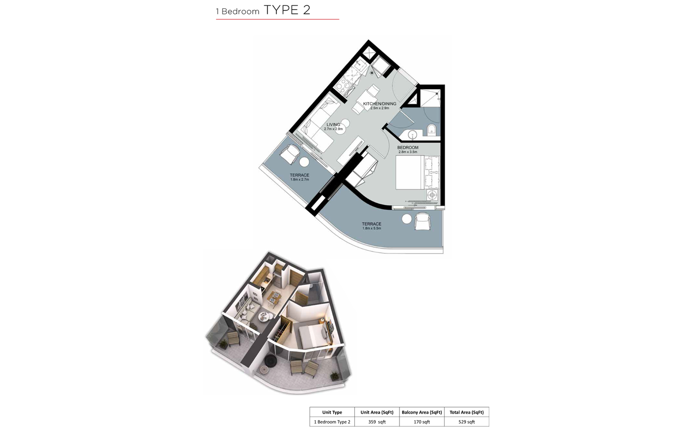 1 Bedroom floor plan