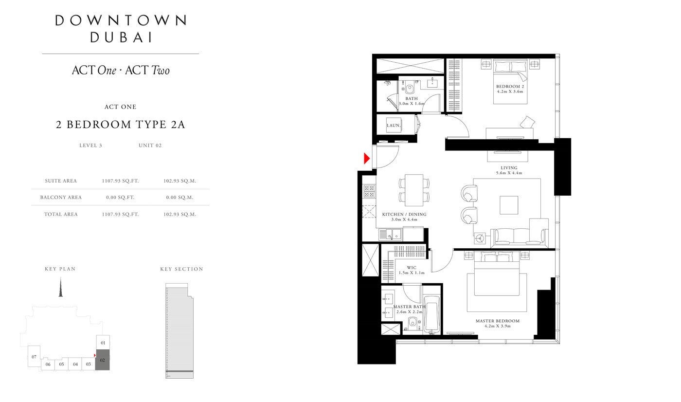 2 Bedrooms floor plan