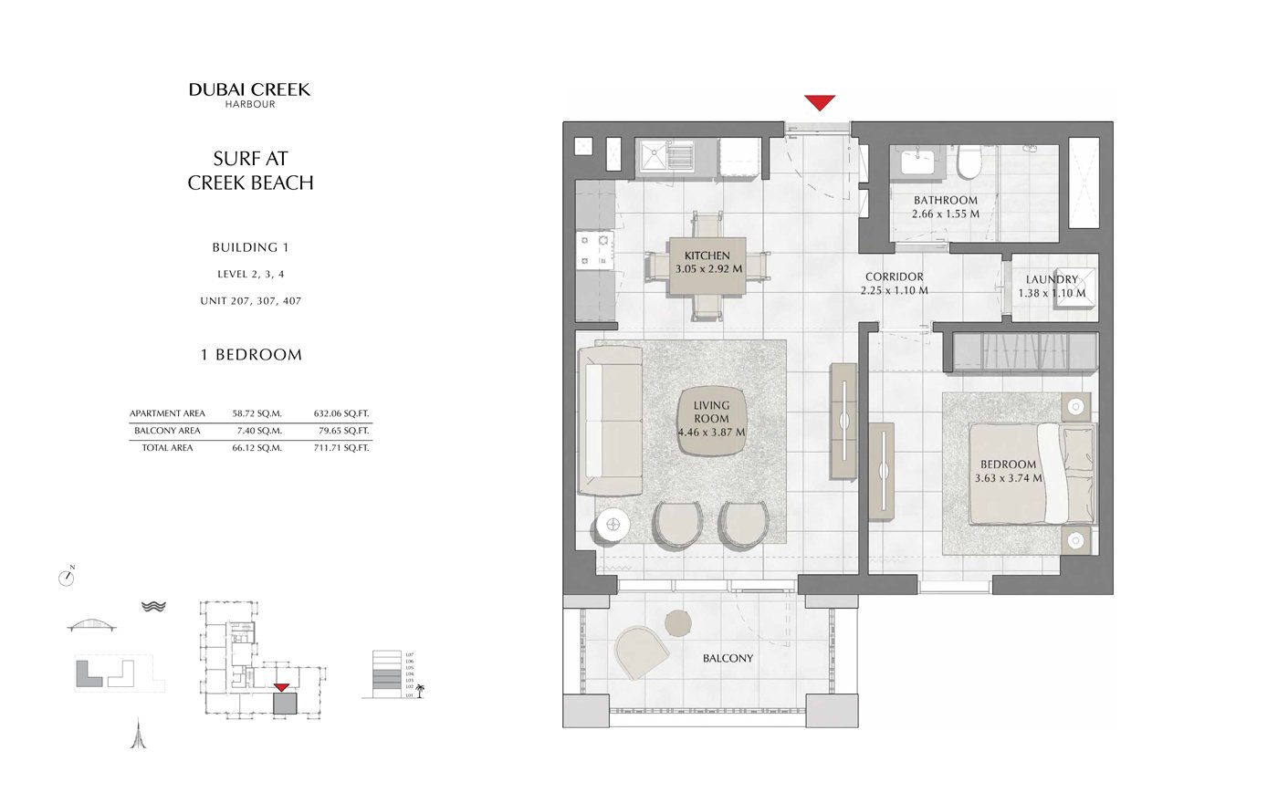 Building 1 - 1 Bedroom floor plan